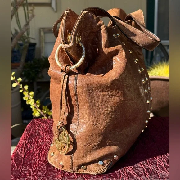 Michael Kors Distressed Uptown Astor Studded Hobo Bag - Picture 3 of 12